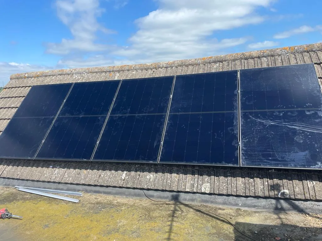 Solar panels installed on a house roof in Essex